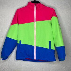 Top & Sky Kids, size 12 (150) color block wind breaker jacket with hood EUC.